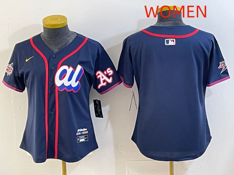 Women 2025 Oakland Athletics Blank Drak Blue All star Nike MLB Jersey style 01->women mlb jersey->Women Jersey